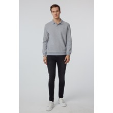 Gri Regular Armürlü Polo Yaka Triko