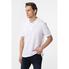 Beyaz Regular Düz Polo Yaka Tişört