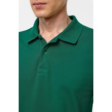 Koyu Yeşil Slim Fit Armürlü Polo Yaka Tişört