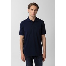 Lacivert Regular Düz Polo Yaka Tişört