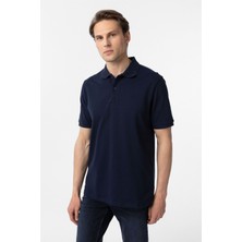 Lacivert Regular Düz Polo Yaka Tişört
