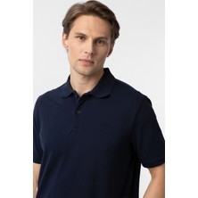 Lacivert Regular Düz Polo Yaka Tişört