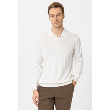 Ekru Regular Düz Polo Yaka Triko