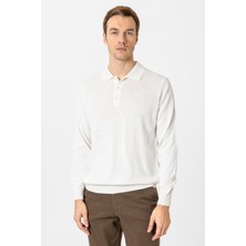 Ekru Regular Düz Polo Yaka Triko