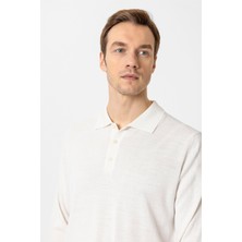 Ekru Regular Düz Polo Yaka Triko