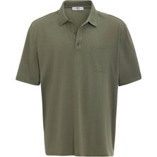 Haki Regular Armürlü Polo Yaka Tişört