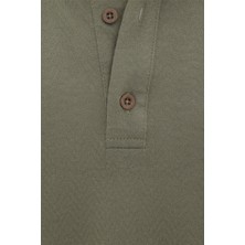 Haki Regular Armürlü Polo Yaka Tişört