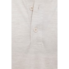 Ekru Regular Armürlü Polo Yaka Tişört