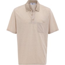 Bej Regular Desenli Polo Yaka Tişört