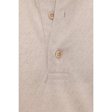 Bej Regular Desenli Polo Yaka Tişört
