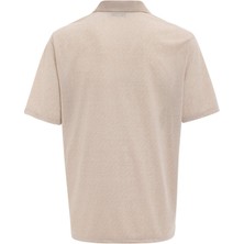 Bej Regular Desenli Polo Yaka Tişört