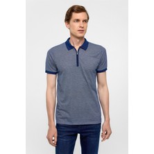 Lacivert Slim Fit Baskılı Polo Yaka Tişört