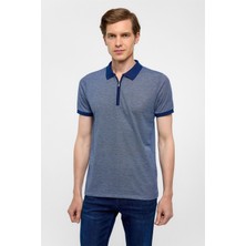 Lacivert Slim Fit Baskılı Polo Yaka Tişört