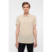 Bej Regular Armürlü Polo Yaka Tişört