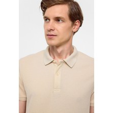 Bej Regular Armürlü Polo Yaka Tişört