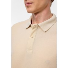Bej Regular Armürlü Polo Yaka Tişört