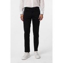 Siyah Slim Fit 5 Cep Kalıp Armürlü Kanvas Pantolon