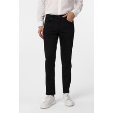 Siyah Slim Fit 5 Cep Kalıp Armürlü Kanvas Pantolon