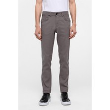 Gri Slim Fit 5 Cep Kalıp Armürlü Kanvas Pantolon
