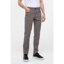 Gri Slim Fit 5 Cep Kalıp Armürlü Kanvas Pantolon