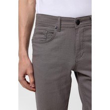 Gri Slim Fit 5 Cep Kalıp Armürlü Kanvas Pantolon