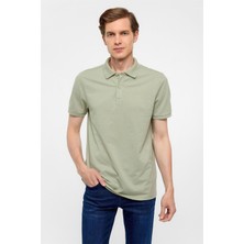 Haki Regular Armürlü Polo Yaka Tişört