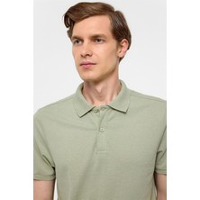 Haki Regular Armürlü Polo Yaka Tişört