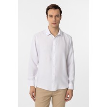 Beyaz Slim Fit Düz Klasik Yaka Gömlek