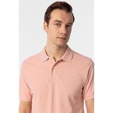 Koyu Pembe Regular Armürlü Polo Yaka Tişört
