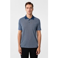 Süvari Lacivert Regular Armürlü Polo Yaka Tişört