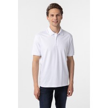 Beyaz Regular Baskılı Polo Yaka Tişört