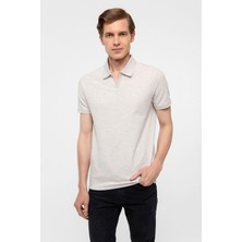 Ekru Regular Armürlü Polo Yaka Tişört