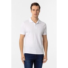 Beyaz Slim Fit Düz Polo Yaka Tişört