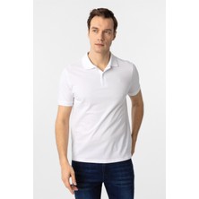 Beyaz Slim Fit Düz Polo Yaka Tişört