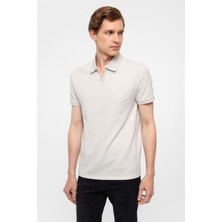 Ekru Regular Armürlü Polo Yaka Tişört