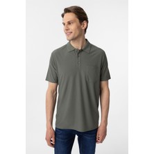 Haki Regular Armürlü Polo Yaka Tişört