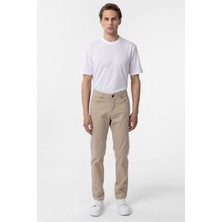 Bej Slim Fit Düz Kanvas Pantolon