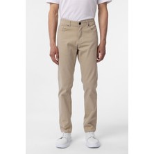 Bej Slim Fit Düz Kanvas Pantolon