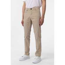 Bej Slim Fit Düz Kanvas Pantolon
