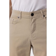 Bej Slim Fit Düz Kanvas Pantolon