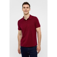 Koyu Bordo Slim Düz Polo Yaka Tişört