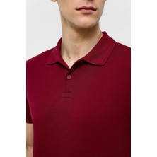 Koyu Bordo Slim Düz Polo Yaka Tişört