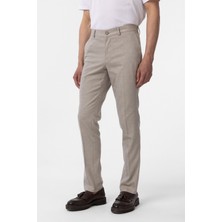 Bej Regular Armürlü Kanvas Pantolon