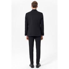 Siyah Slim Fit Armürlü 6 Drop Smokin & Damatlık