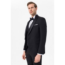 Siyah Slim Fit Armürlü 6 Drop Smokin & Damatlık
