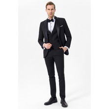 Siyah Slim Fit Armürlü 6 Drop Smokin & Damatlık