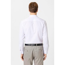 Beyaz Slim Fit Armürlü Klasik Yaka Gömlek