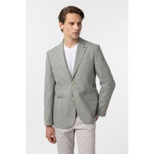 Su Yeşili Slim Fit Düz Mono Yaka 6 Drop Ceket