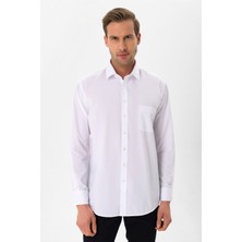 Beyaz Regular Düz Klasik Yaka Gömlek