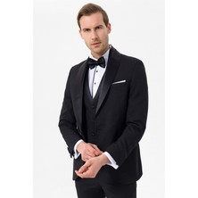 Siyah Slim Fit Armürlü 6 Drop Smokin & Damatlık